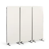 Inne meble biurowe - Akustyczny parawan, ścianka działowa 160 x 60 cm, 3 sztuki w opakowaniu, powierzchnia tekstylna, połączenia na zamek błyskawiczny, biały - miniaturka - grafika 1