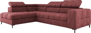 DOMO-HOME Narożnik PABLOS z regulowanym zagłówkiem 279x201cm Nowoczesny narożnik z funkcją spania i schowkiem Do wyboru prawy lub lewy Kolor jasnoczerwony Vogue Lewy - Narożniki - miniaturka - grafika 1