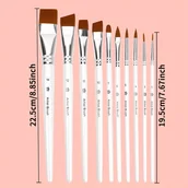 Pędzle - TEMU Zestaw 10 Sztuk Premium Pędzli Artystycznych - Włosie Nylonowe do Akrylu, Akwareli i Malowania Olejnego - Wszechstronne Kształty dla - miniaturka - grafika 1