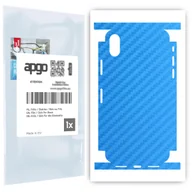 Folie ochronne do telefonów - Folia naklejka skórka strukturalna na TYŁ+BOKI do Apple iPhone X -  Carbon Niebieski - apgo SKINS - miniaturka - grafika 1