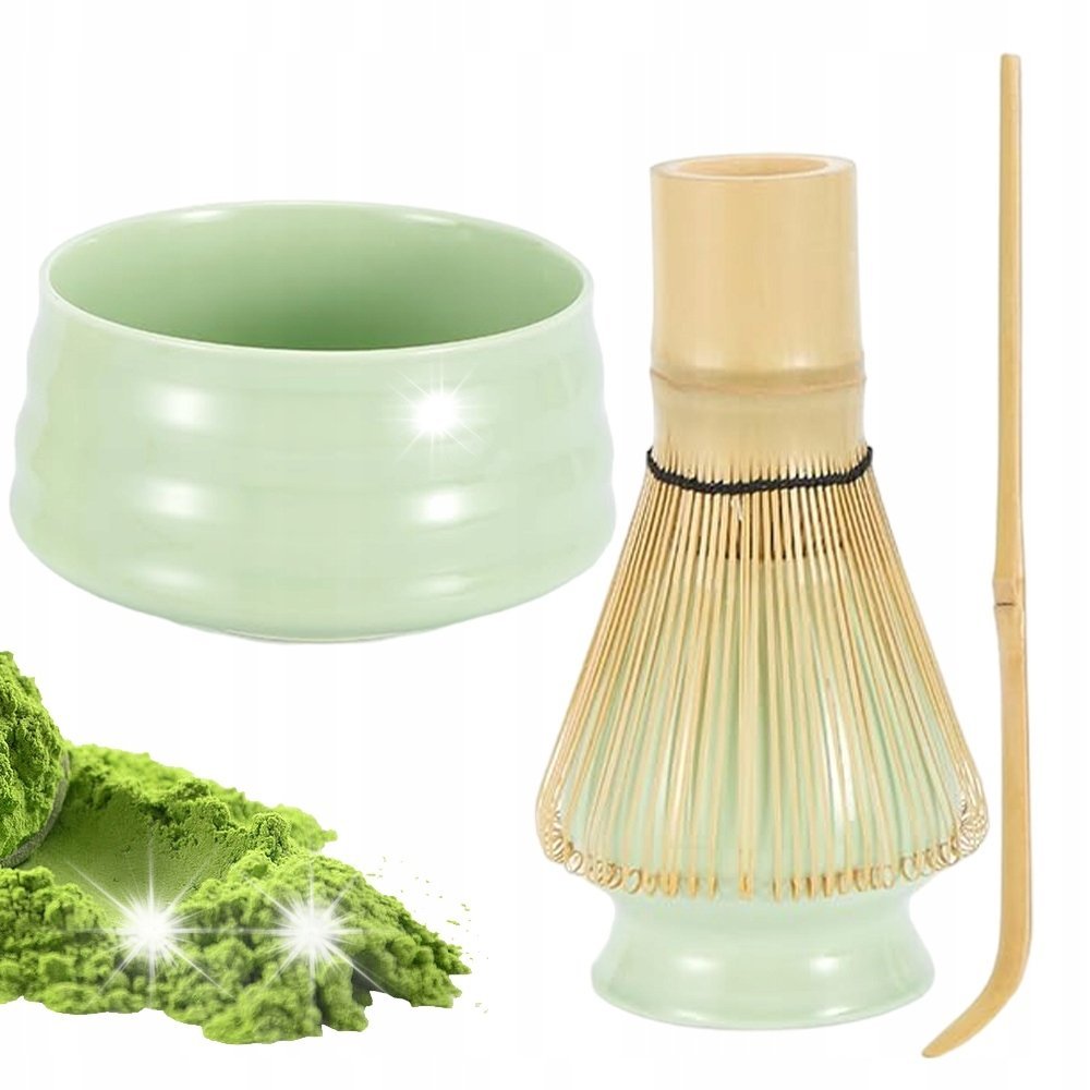 ZESTAW PREZENTOWY DO HERBATY MATCHA CZARKA MIOTEŁKA PODSTAWKA ŁYŻECZKA 4EL.