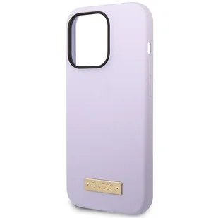 Guess GUHMP14LSBPLU iPhone 14 Pro 6,1" fioletowy/purple hard case Silicone Logo Plate MagSafe - Etui i futerały do telefonów - miniaturka - grafika 6