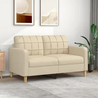 Sofy i kanapy - vidaXL 2-osobowa sofa, kremowa, 140 cm, tapicerowana tkaniną - miniaturka - grafika 1