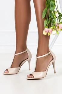 Beżowe sandały skórzane damskie szpilki t-bar z zakrytą piętą ozdoba PRODUKT POLSKI Casu 2477-117-41 - Moda i Uroda OUTLET - miniaturka - grafika 1