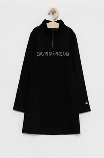 Sukienki - Calvin Klein Jeans Jeans Sukienka dziecięca kolor czarny mini prosta - grafika 1