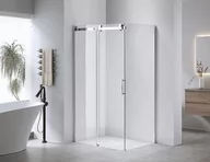 Kabiny prysznicowe - HYDROSAN Kabina prysznicowa prostokątna narożna 90x120x190 drzwi przesuwne na rolkach ze ścianką boczną chrom szkło transparentne uniwersalna z powłoką Nano Glass KZ202C-120X90 - miniaturka - grafika 1