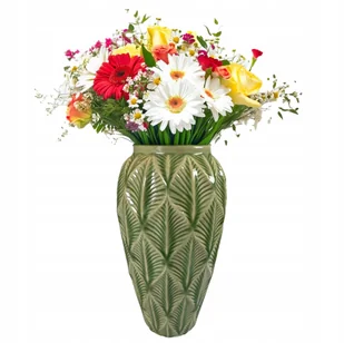 WAZON NA KWIATY ZIELONY CERAMICZNY skandynawski do salonu prezent 30cm - Wazony i flakony WAZON NA KWIATY ZIELONY CERAMICZNY skandynawski do salonu prezent 30cm - Wazony i flakony - miniaturka - grafika 1