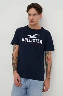 Koszulki męskie - Hollister Co. t-shirt bawełniany męski kolor granatowy z aplikacją - grafika 1