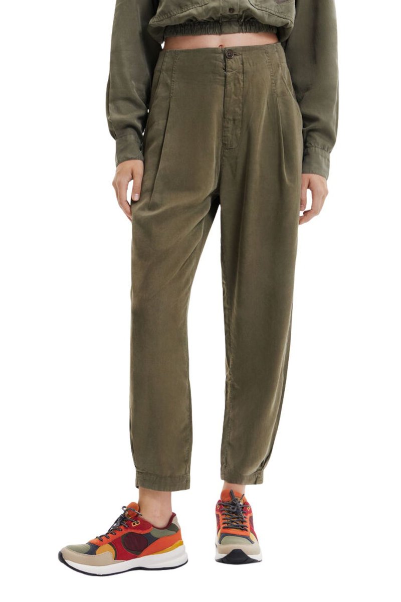 Spodnie damskie Desigual Solid zielone -XS