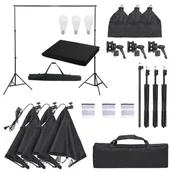Lampy studyjne - vidaXL Fotograficzny zestaw studyjny z lampami i tłem - miniaturka - grafika 1