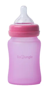B-Thermo Butelka 150ml szkło/silikon Róż - Zestawy naczyń dla dzieci - miniaturka - grafika 1