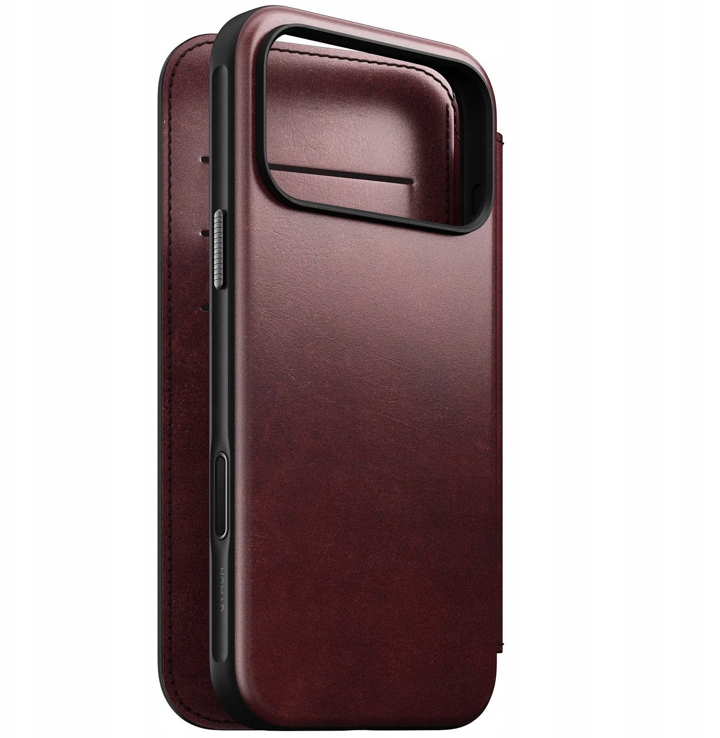 NOMAD Modern Leather Folio - skórzane etui do iPhone 17 Pro Max kompatybilne z MagSafe; skóra Horween burgundy