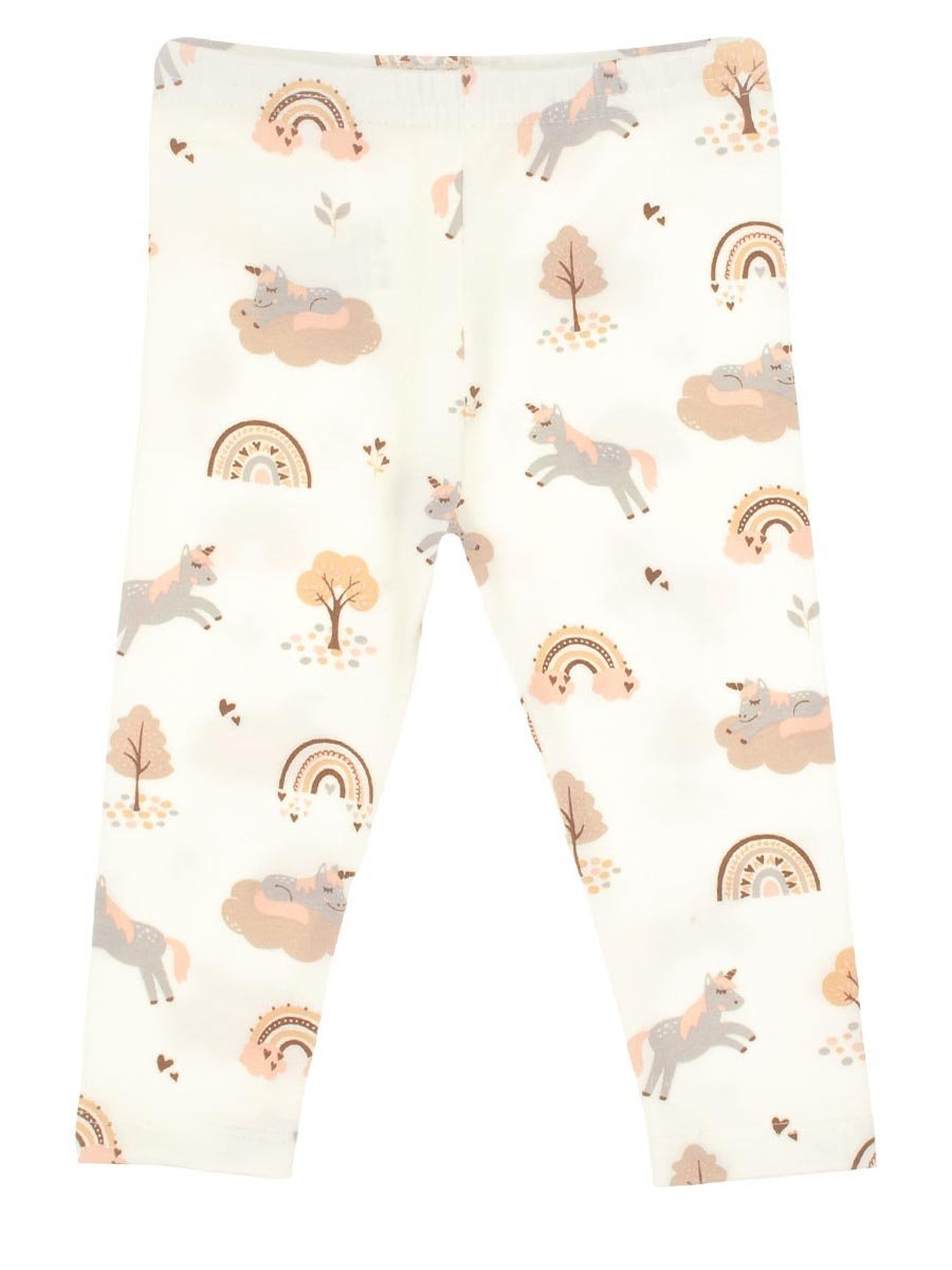 Dziewczęce legginsy tęcza jednorożce kremowe Nicol,r.62