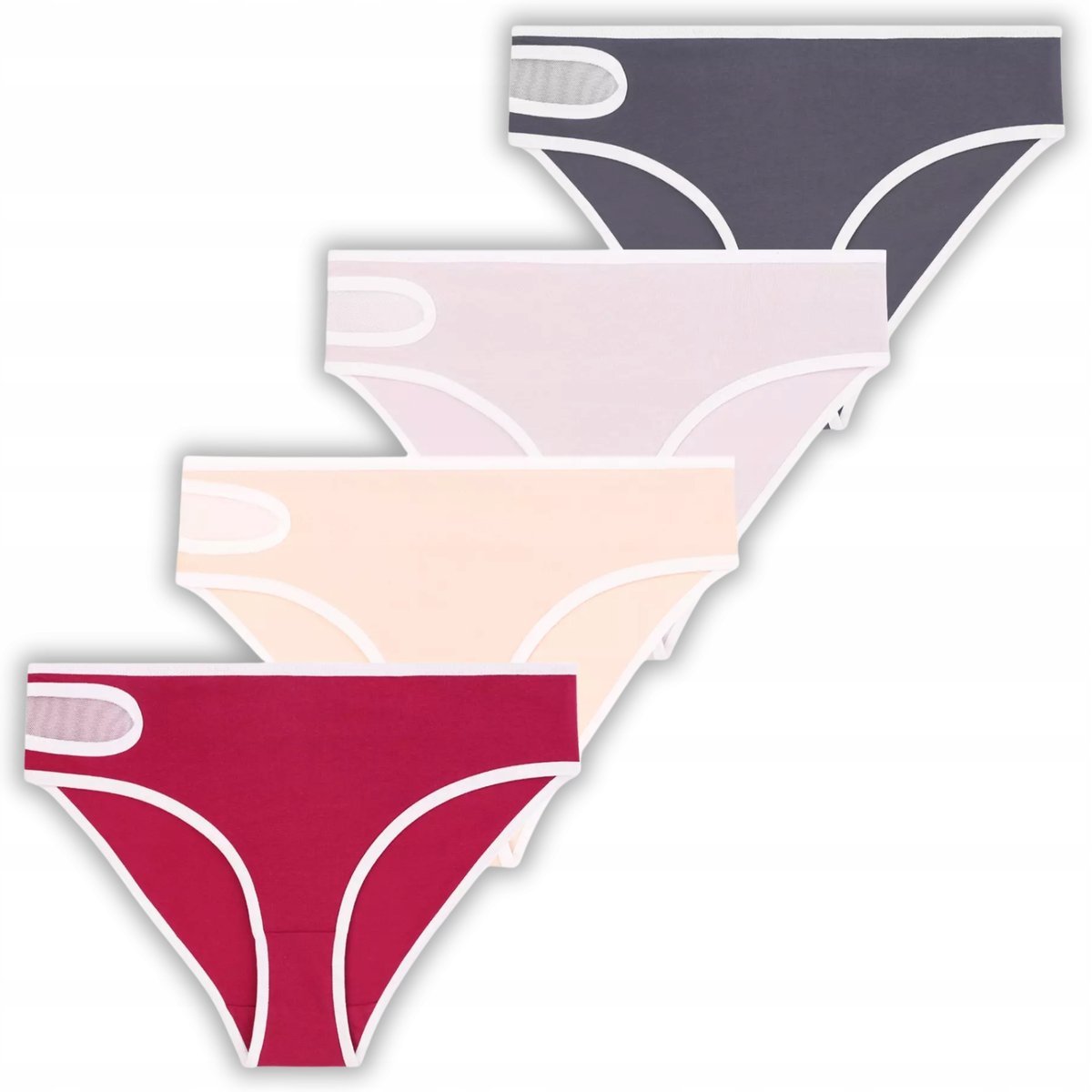 4X Figi Damskie Majtki Figi Damskie Bikini Z Siateczką Komplet Moraj L