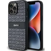 Etui i futerały do telefonów - Oryginalne Etui IPHONE 14 PRO DKNY Hardcase Leather Mono Stripe & Metal Logo (DKHCP14LPRTHSLK) czarne - miniaturka - grafika 1
