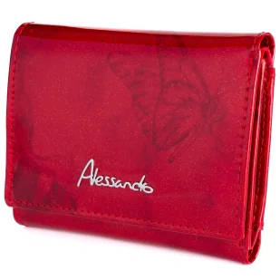Damski portfel skórzany Alessandro Paoli JR 67-53 czerwony z motylkami • RATY 0% Kup dziś i zapłać za 30 dni GRATIS WYSYŁKA ZWROT DO 100 DNI - Portfele - miniaturka - grafika 1