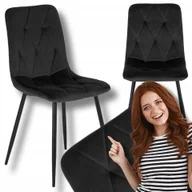 Krzesła - Krzesło Czarne Welurowe Do Salonu Jadalni Nowoczesne Loft Robin - miniaturka - grafika 1