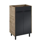 Szafki łazienkowe - Szafka stojąca AMELAND 50 2D czarny mat/dąb canela - miniaturka - grafika 1