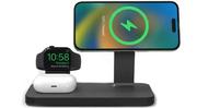 Ładowarki do telefonów - Mophie Snap+ 3w1 wireless charging stand - stojąca ładowarka bezprzewodowa do trzech urządzeń kompatybilna z MagSafe 15W (black) - miniaturka - grafika 1