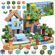 Klocki - Klocki Magnetyczne 3D Kostki Konstrukcyjne Piksele Bloczki Kosteczki Zestaw Kreatywnych Klocków Budowlanych 100 el. XXL ŚWIAT - miniaturka - grafika 1