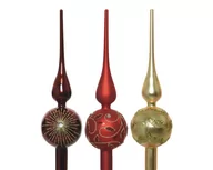 Ozdoby bożonarodzeniowe - Czubek Choinkowy Czerwony Szklany  Ozdobny Brokat - miniaturka - grafika 1