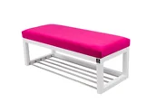 Ławki do przedpokoju - Ławka na buty LPG-4 185cm EMRAWOOD drewno lite kolor biały siedzisko gładkie kolor różowy - miniaturka - grafika 1