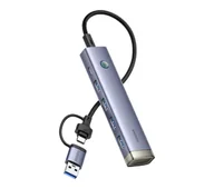 Huby USB - Baseus B0005280B811-13 4w1 UltraJoy USB-A&USB-C do 4xUSB3.0+USB-C Szary - miniaturka - grafika 1