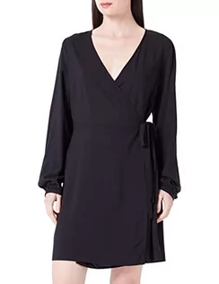 Sukienki - ONLY Women's Onlnova Life L/S TIA WRAP Dress SOL. PTM sukienka, czarna, M, czarny, M - grafika 1