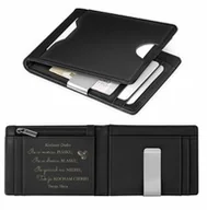 Portfele - Smart portfel skórzany z grawerem w kolorze czarnym dla chłopaka męża narzeczonego na walentynki rocznicę - miniaturka - grafika 1