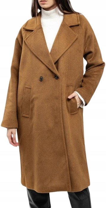 VERO MODA KLASYCZNY PŁASZCZ DWURZĘDOWY BRĄZOWY M JYB