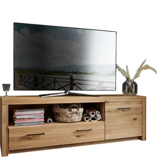 Szafka RTV II Drewniana z Dębu Olejowanego WZ-0169-1101 WZ-0169 G+K Meble Niklowany Srebrny - Szafki RTV - miniaturka - grafika 1