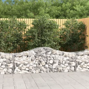 vidaXL Kosze gabionowe, 4 szt, 200x50x60/80 cm, galwanizowane żelazo - Ogrodzenia - miniaturka - grafika 1