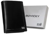 Portfele - Portfel Męski Ze Skóry Naturalnej Rovicky Rfid Protect, Czarny - miniaturka - grafika 1