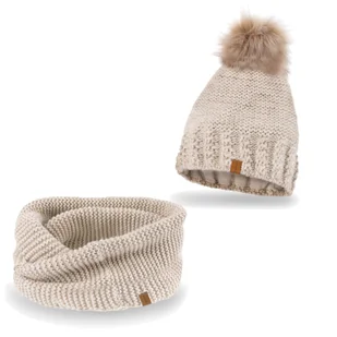 Nandy Damski Komplet Zimowy Czapka Komin Rękawiczki - Zest-Ck-14503-Bez - Czapki damskie Nandy Damski Komplet Zimowy Czapka Komin Rękawiczki - Zest-Ck-14503-Bez - Czapki damskie - miniaturka - grafika 1