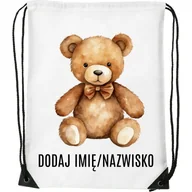 Worki na buty - Worek na buty z imieniem do przedszkola szkoły żłobka PLUSZOWY MIŚ - miniaturka - grafika 1