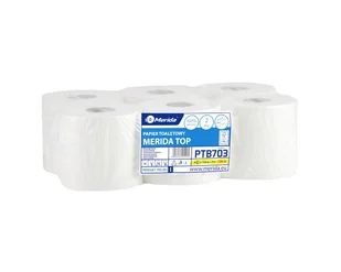 Merida PTB703 Papier toaletowy TOP CENTER PULL, biały, średnica 17 cm, długość 120 m, dwuwarstwowy, zgrzewka 6 szt. - Papier toaletowy - miniaturka - grafika 1