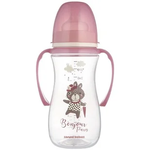 Butelka Antykolkowa Z Uchwytem 300 Ml Bonjour Paris Różowa Canpol Babies - Butelki dla niemowląt - miniaturka - grafika 1