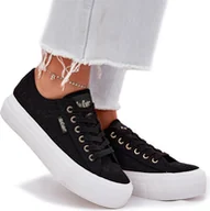 Trampki damskie - Trampki Damskie Z Koronką Lee Cooper LCW-25-31-3439L Czarne 37 - miniaturka - grafika 1