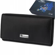 Portfele - Portfel Skórzany Damski Duży skóra na karty klasyk RFiD pojemny czarny - miniaturka - grafika 1