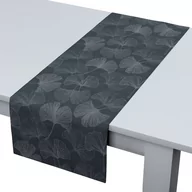 Obrusy i serwetki - Dekoria pl Bieżnik prostokątny szaro-srebrne liście miłorzębu na grafitowym tle 40 × 130 cm Venice 410-143-52 - miniaturka - grafika 1