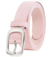 Paski - Gładki damski pasek z eko skóry ze srebrną sprzączką 3 cm - miniaturka - grafika 1