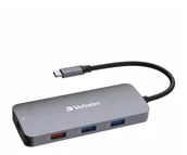 Huby USB - Verbatim USB-C - 2xUSB 3.2, 2xUSB-C, HDMI, RJ45, SD, microSD - miniaturka - grafika 1