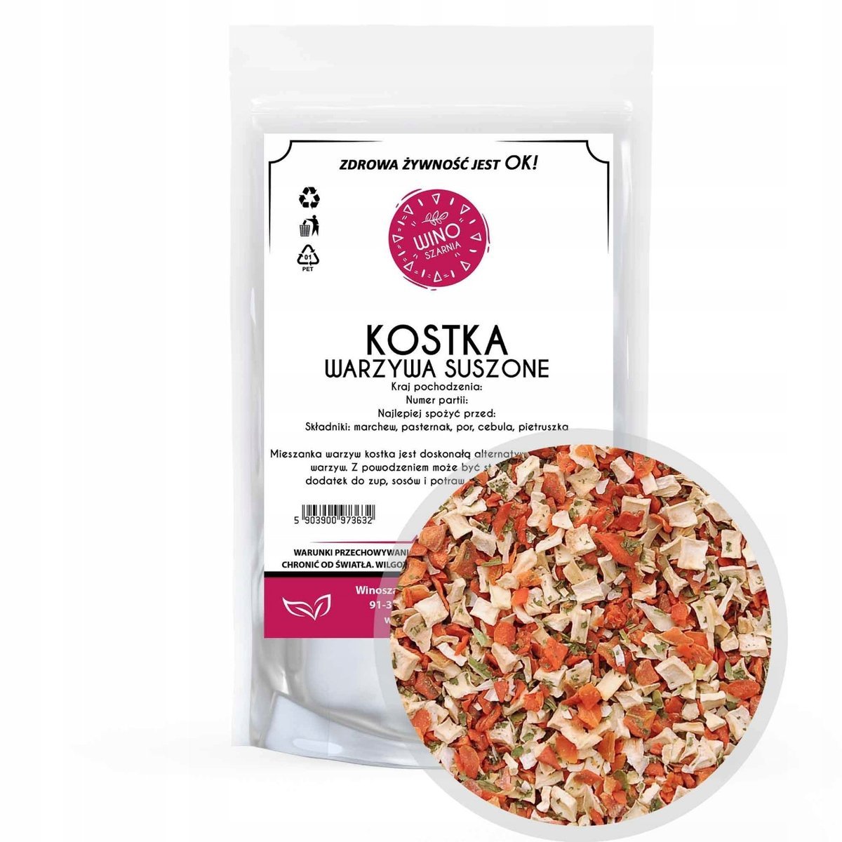 Włoszczyzna Warzywa Suszone Jarzynka Kostka - 1kg