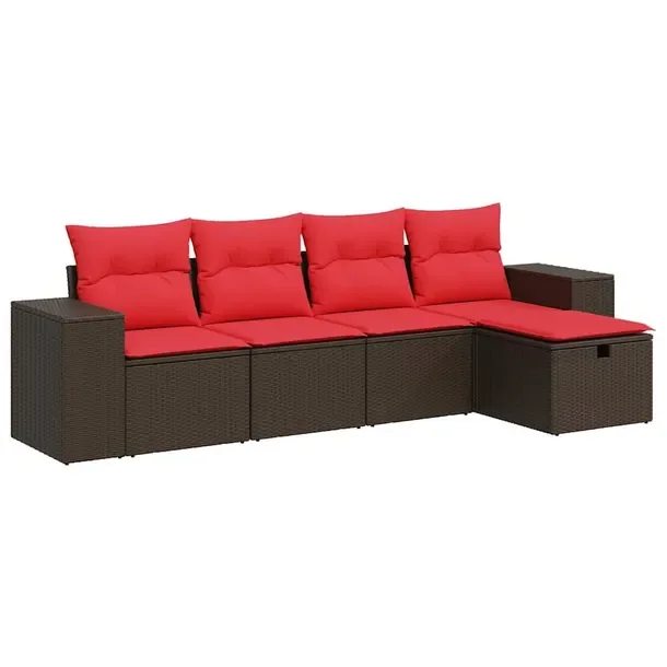 Zestaw wypoczynkowy brązowy z poduszkami, wymiary: 55x62x69 cm, 98x62x69 c