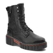 Botki damskie - Czarne Botki Mustang Ocieplane Buty Damskie - miniaturka - grafika 1