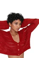 Swetry damskie - Trendyol Damski standardowy standardowy kardigan z dzianiny z dekoltem w serek, Brązowy, L - miniaturka - grafika 1