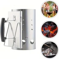 Pokrowce na grilla - Grill węglowy do grillowania, rozpałka kominowa z uchwytem bezpieczeństwa, szybki rozpalacz węgla drzewnego - miniaturka - grafika 1