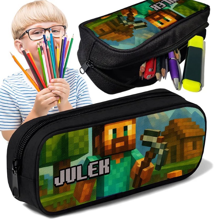 Piórnik TUBA z imieniem Pixel Game Craft Personalizowany Szkolny Prezent