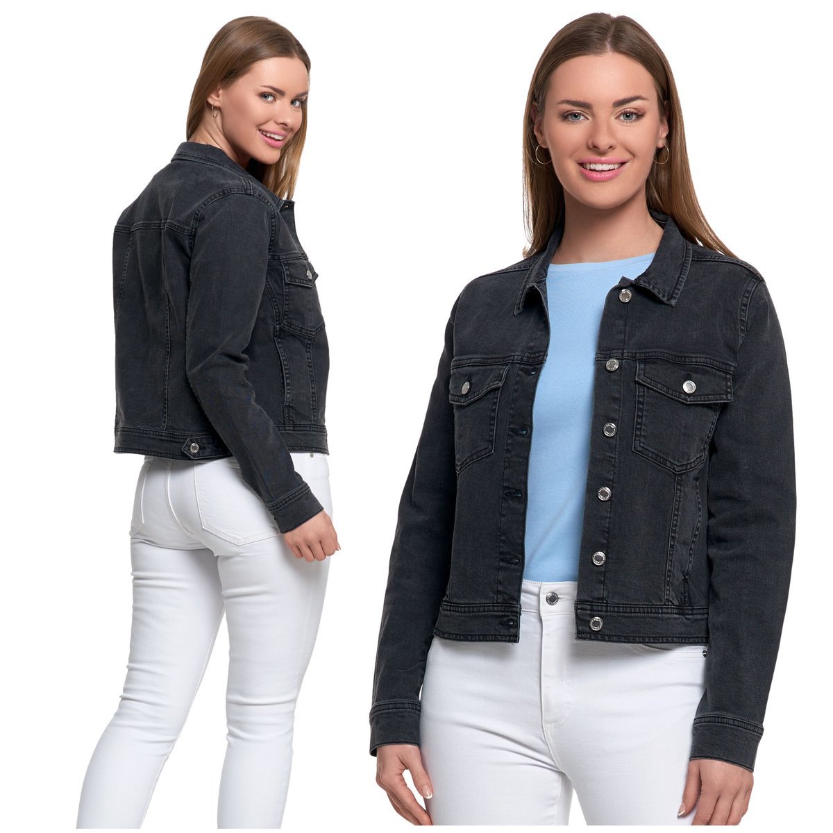 JEANSOWA KURTKA DAMSKA KLASYCZNA JEANS MODNA STYLOWA PRZEJŚCIOWA MORAJ M