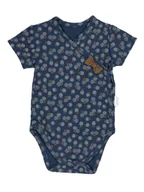 Body dla niemowląt - Niemowlęce body bawełniane z krótkim rękawem kwiatki granatowe Nicol,r.56 - miniaturka - grafika 1